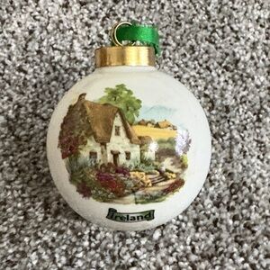 Ireland Cottage Ornament with Green and Gold Accents